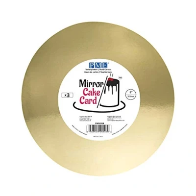Image of PME Mirror Cake Card Round Metallic Gold Pack of 3,20cm/8 Inch