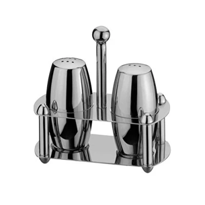 Image of Grunwerg Bellux Collection Stainless Steel Cruet Set with Stand