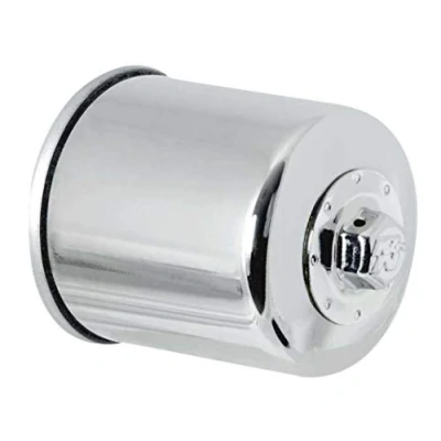 Image of K&amp;N Powersports Oil Filter Spin On Chrome 66x83mm compatible with Kawasaki, Yamaha, Honda, Polaris (KN 303C)