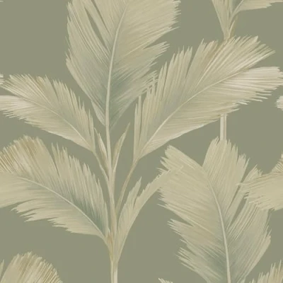 Image of Kailani Tropical Palm Leaf Wallpaper with Matte Finish for Walldecoration, Wallcovering Hallways, Lounges, Feature Walls Sage Belgravia 59120