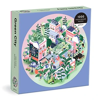 Image of Galison 9780735373266 Green City Round Jigsaw Puzzle, Multicoloured, 1000 Pieces