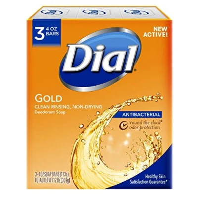 Image of Dial Antibacterial Deodorant Bar Soap, Advanced Clean, Gold, 4 oz, 3 Bars