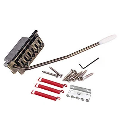 Image of Alnicov Tooyful Copper bronze 6 String Flat Saddle Single Tremolo Bridge System for SQ ST Electric Guitar Parts Replacement