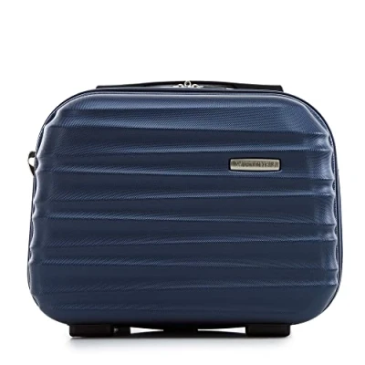 Image of WITTCHEN Cosmetic Case Travel Suitcase Carry On Cabin Luggage Hardshell Made of ABS Combination Lock Groove Line Dark Blue
