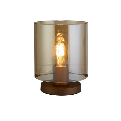 Image of Sweden 1 Light Table Lamp, Mocha Metal with Amber Glass