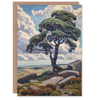 Image of Artery8 Greeting Card Single Tree Dartmoor Devon Landscape England Blank For All Him Or Her Art Birthday