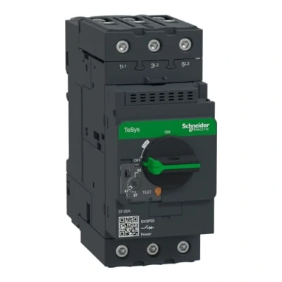 Image of Schneider Electric TeSys GV3 Motor Circuit Breaker, 3 Pole, 37 50A, Thermal Magnetic, Rotary Handle, EverLink Terminals, GV3P50