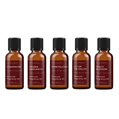 Image of Mystic Moments Hers Fragrance Oil Gift Starter Pack 5x50ml Champagne, Frozen Margarita, Honeysuckle, Lily of The Valley, Peach Blossom Perfect as a