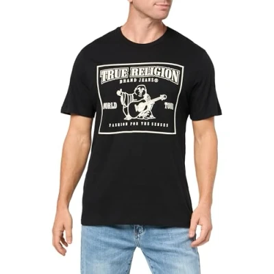 Image of True Religion Men&#039;s SRS Puff Crew Tee, Red Dhalia, L