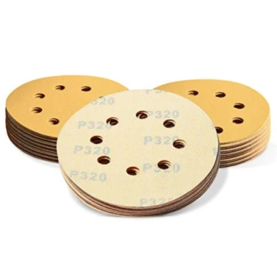 Image of SPEEDWOX 50 Pcs 5 Inches 8 Hole Sanding Discs 320 Grit Dustless Hook and Loop Sandpaper for Random Orbital Sander Yellow Finishing Automotive Woodworking