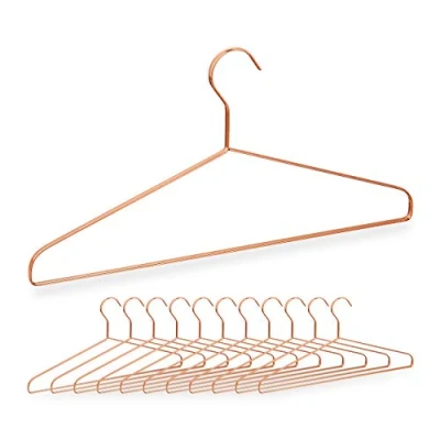 Image of Relaxdays Clothes Set of 12 for Shirts, Jackets &amp; Trousers, Space Saving, Metal, 42 cm Wide, Beautiful Hangers, Copper, Item