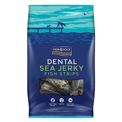 Image of Fish4Dogs Sea Jerky Strips Low Calorie, Hypoallergenic Dog Treat Baked Fish for Dogs Natural, Dental Skin Bigger (500g)