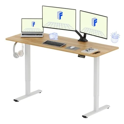 Image of FLEXISPOT Electric Standing Desk 160 x 60 cm Height Adjustable for Home Office (Maple)