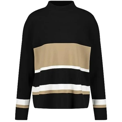 Image of Gerry Weber Women&#039;s 35701 Sweater, Black/Ecru/White Stripes, 14