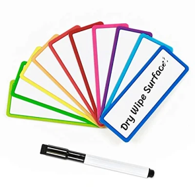 Image of TMS Magnetic Dry Wipe Labels Multi Coloured, Flexible Erase Small Whiteboard for your Fridge, Home, School, Office, Warehouse Great Agile, Scrum, Kanban or Lean (30mmx80mm)