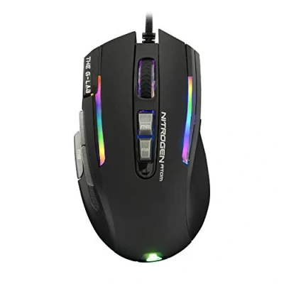 Image of G LAB Kult NITROGEN Atom High Precision Wired Gaming Mouse 4800 DPI Optical Sensor, RGB, 9 Programmable Buttons, Ultra Lightweight, MOBA/FPS Ideal PC/PS4/PS5/Xbox One S/X Compatible Black