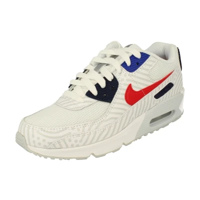Image of NIKE Air Max 90 GS Running Trainers CZ8650 Sneakers Shoes (UK 4.5 us 5Y EU 37.5, White University red 100)