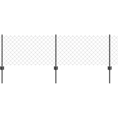 Image of vidaXL Chain Link Fence with 10 U Posts Grey 0.6x10 m Steel