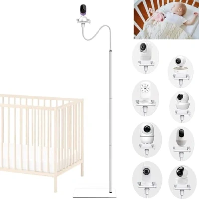 Image of EYSAFT Baby Monitor Floor Stand Holder Camera Mount and Clamp Flexible Shelf for Baby&#039;s Room Compatible with Most Monitors