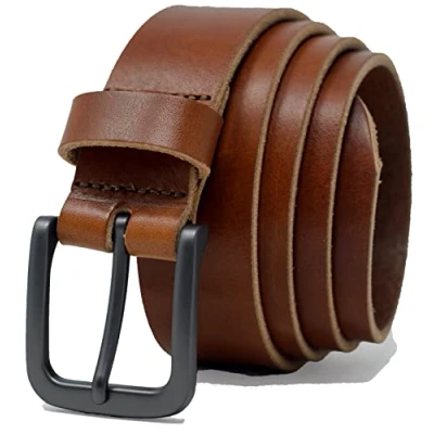 Image of Ashford Ridge Italian Full Grain Leather 34mm Belt Made in England Dark Tan Large