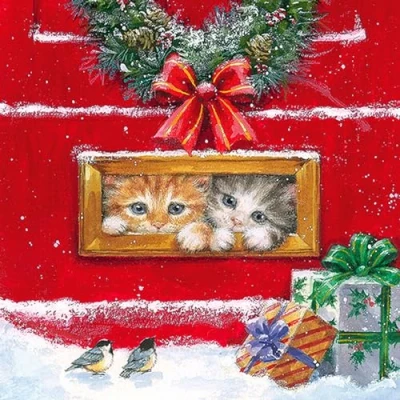 Image of Anniversary House Tiflair Luxury Christmas Napkins, Letterbox Design, Thick and Strong Paper Lunch Napkins 3 ply, Multi Coloured PJ310742