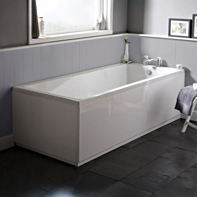 Image of Nuie NBA410 Linton ǀ Modern Bathroom Single Ended Square Bath, 1700mm x 750mm 380mm, White,
