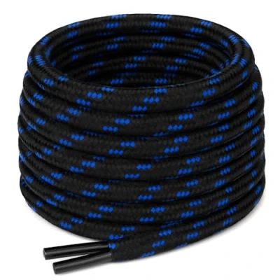 Image of Black &amp; Blue Shoelaces 140cm / 55 long Strong Heavy Duty Hard Wearing Durable Boot Laces for work Boots, Steel Toe Cap Walking Hiking Boots