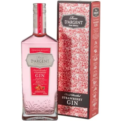 Image of Rose d&#039;Argent Strawberry Gin Gift Set Finest Distilled in Box Spirits 40% ABV (1 x 0.70 L)