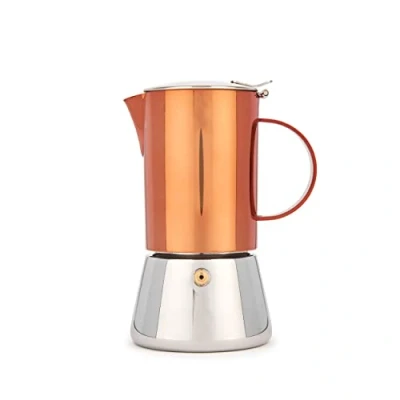 Image of La Cafetière Polished Stainless Steel Espresso Stovetop Coffee Maker, 200ml, Copper