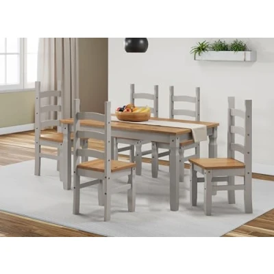 Image of Mercers Furniture Corona Grey Wax 5&#039;0&quot; Dining Table &amp; 4 Chairs