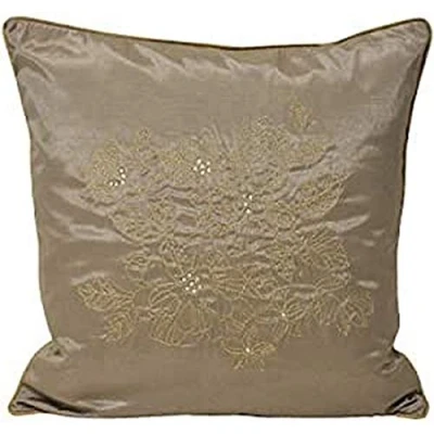 Image of Elegance Bedroom Couture Chic Faux Silk Cushion Cover, Taupe, 45 x Cm