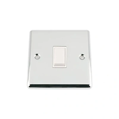 Image of Intermediate Switch 1 Gang Polished Chrome Classic White Insert Plastic 10 Amp Single