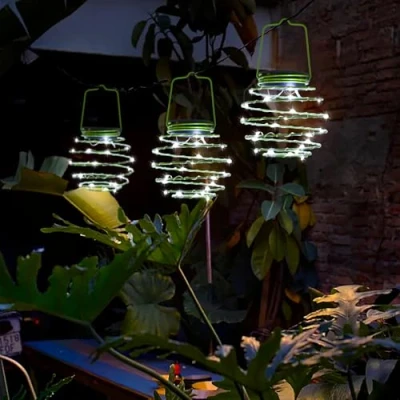 Image of Roaming Light Solar Spiral LED Lanterns, Garden Lights Outdoor Decorative Hanging Lights, Waterproof Pendant for Garden, Patio, Porch Green