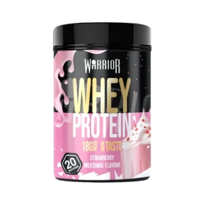Image of Warrior Whey Protein Powder 500g Up to 36g* per Shake Low Sugar Muscle Growth and Recovery Drink Amazing Taste 20 Servings GMP Certified (Strawberry Milkshake)