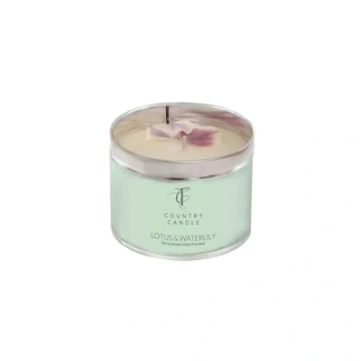Image of The Country Candle Co. Company Pastels Range in a TIn Lotus Flower &amp; Waterlily