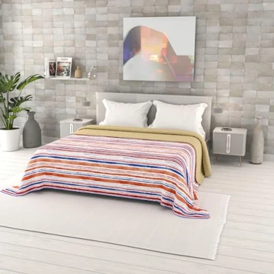 Image of Italian Bed Linen Summer quilt FANTASY, Microfiber, Double 260x270cm, Strisce
