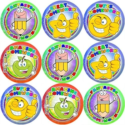 Image of 144 Fantastic Homework 30 mm Reward Stickers for School Teachers, Parents