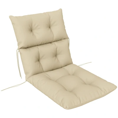 Image of Outsunny Tufted Adirondack Chair Cushion, Thick Garden Seat Cushion Pad with Backrest, Rocking Ties for Outdoor and Indoor Use, Beige