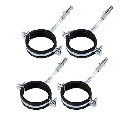 Image of (Pack of 4 pcs) Anti Vibration Single Metal Pipe Brackets Clips Clamps Rubber Lined for Ø 56 60 mm Pipes (4)