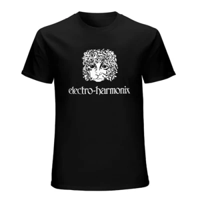 Image of Electro Harmonix Men Black Cotton T Shirt Print Tee Shirts L