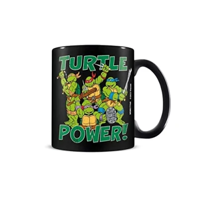 Image of Pyramid International MGB27769 Teenage Mutant Ninja Turtles Ceramic Coffee Mug, Turtle Power Design, 11oz Capacity, Black