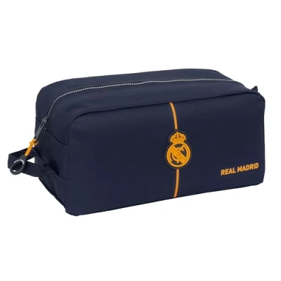 Image of Safta Real Madrid 2nd Team 24/25 Medium Shoe Rack, Multi Purpose, Pencil Case, Sport, Extracurricular Football, Comfortable and Versatile, 34 x 18 15 cm, Navy Blue, Navy, Estándar, Casual