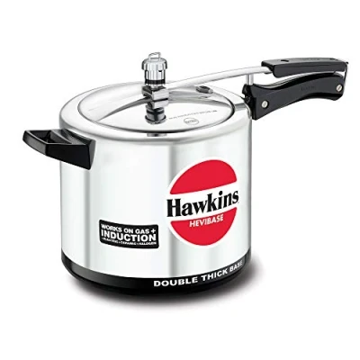 Image of Hawkins Hevibase Induction Compatible Pressure Cooker, 6.5 Litre, Silver (IH65)