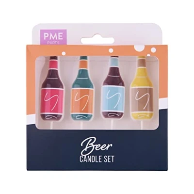 Image of PME Beer Bottles Party Pick Candles, Pack of 4