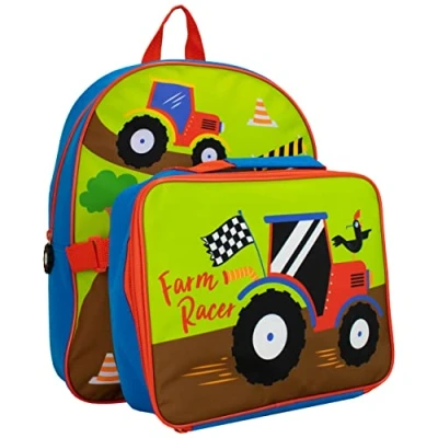 Image of Harry Bear Kids Backpack and Lunchbag Set Multicoloured Tractor