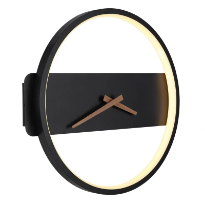 Image of Globo Sussy LED wall lamp with clock black 32 cm wide
