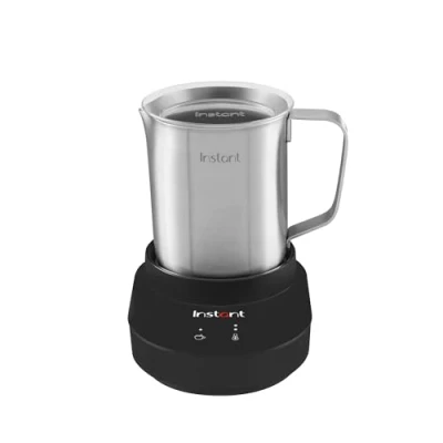 Image of Instant Pot Milk Frother Station, Electric Foam, Hot and Cold Frothed Milk, Ideal for Lattes, Flat Whites, Matcha, Chocolate Milkshakes Stainless Steel 500ml, Black