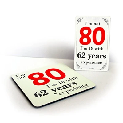 Image of Birthday I&#039;m Not 80 Funny 80th Drinks Coaster &amp; Magnet Bundle
