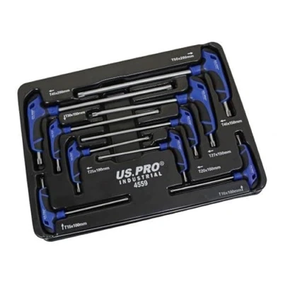 Image of US PRO INDUSTRIAL 9pc Premium T Handle Tamper Star/Torx Keys Screwdrivers 4559
