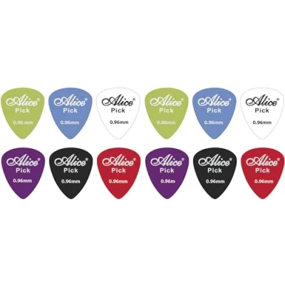 Image of 12 Assorted Matte Colour Nylon Guitar Picks (0.96 mm)